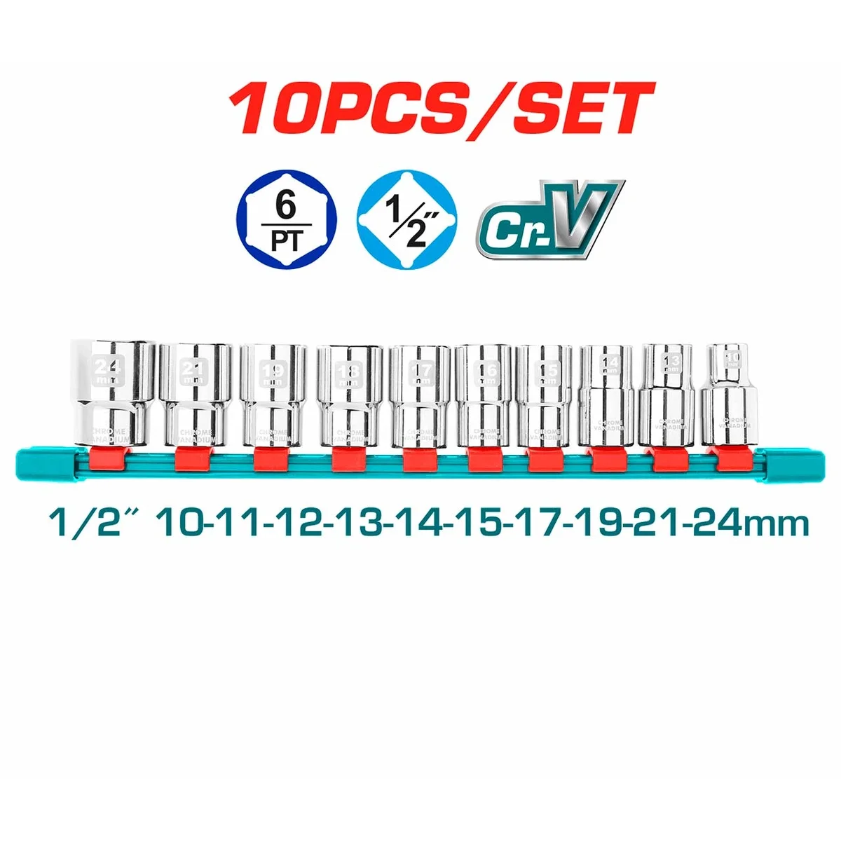 THT121101 10 Pcs 1/2″ Socket Set