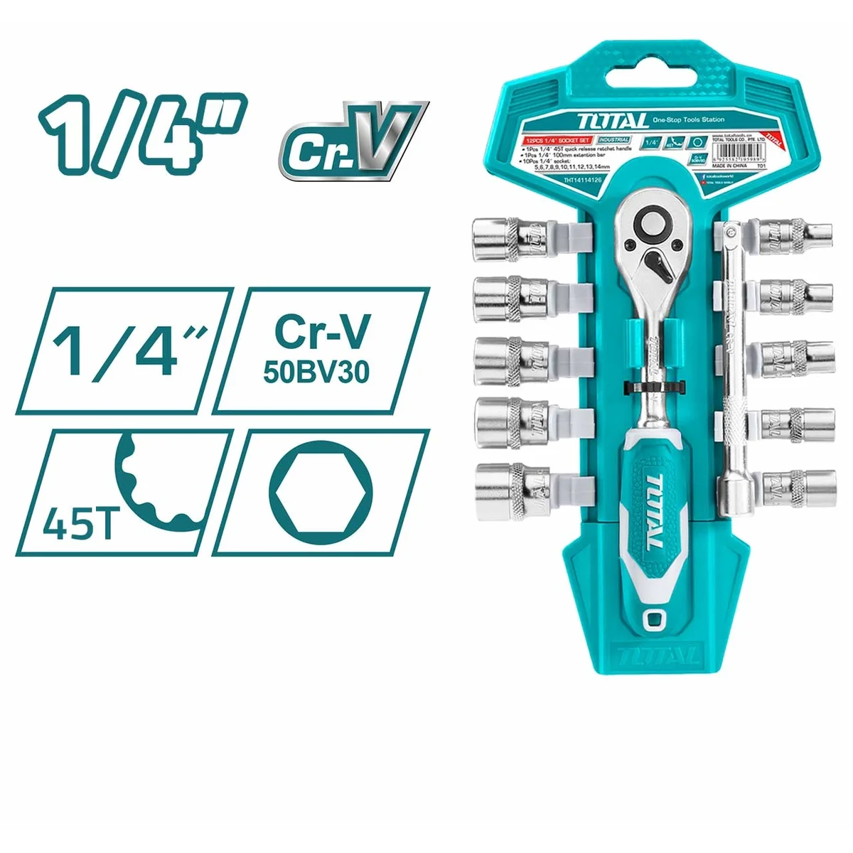 THT14114126 12 Pcs 1/4″ Socket Set